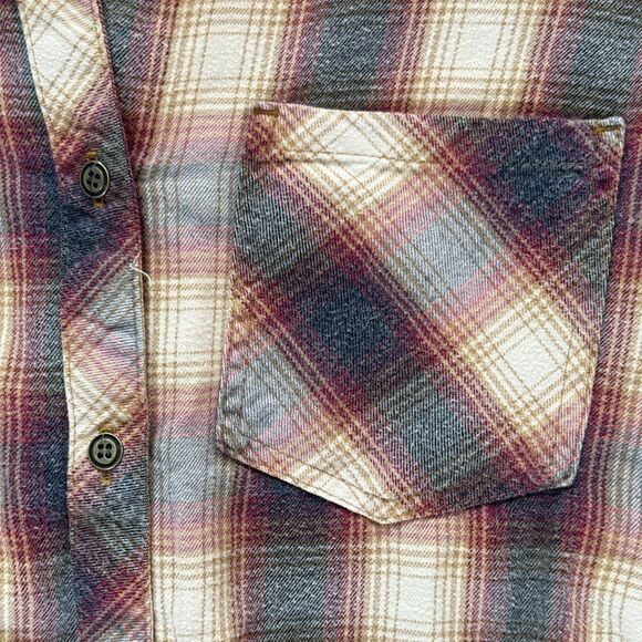 Cloth & Stone Anthropologie Cropped Flannel Button-Up Tie Front Size S - Picture 4 of 4